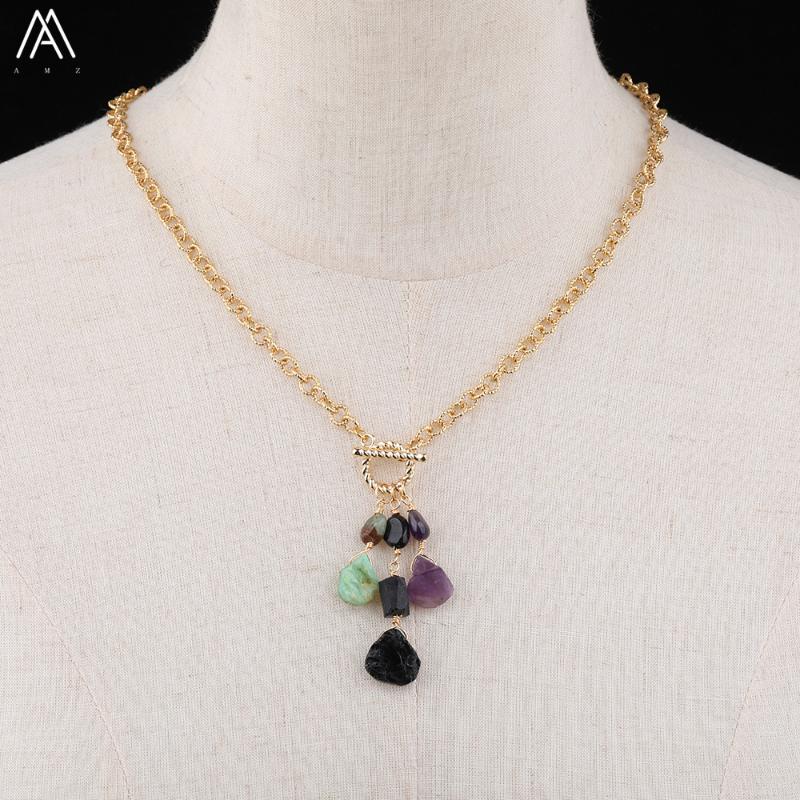 Natural Stones Chip Beads Pendant Gold Chains Adjustable Necklace For Women Quartz Crystal Boho Jewelry
Natural Stones Chip Beads Pendant Gold Chains Adjustable Necklace For Women Quartz Crystal Boho Jewelry