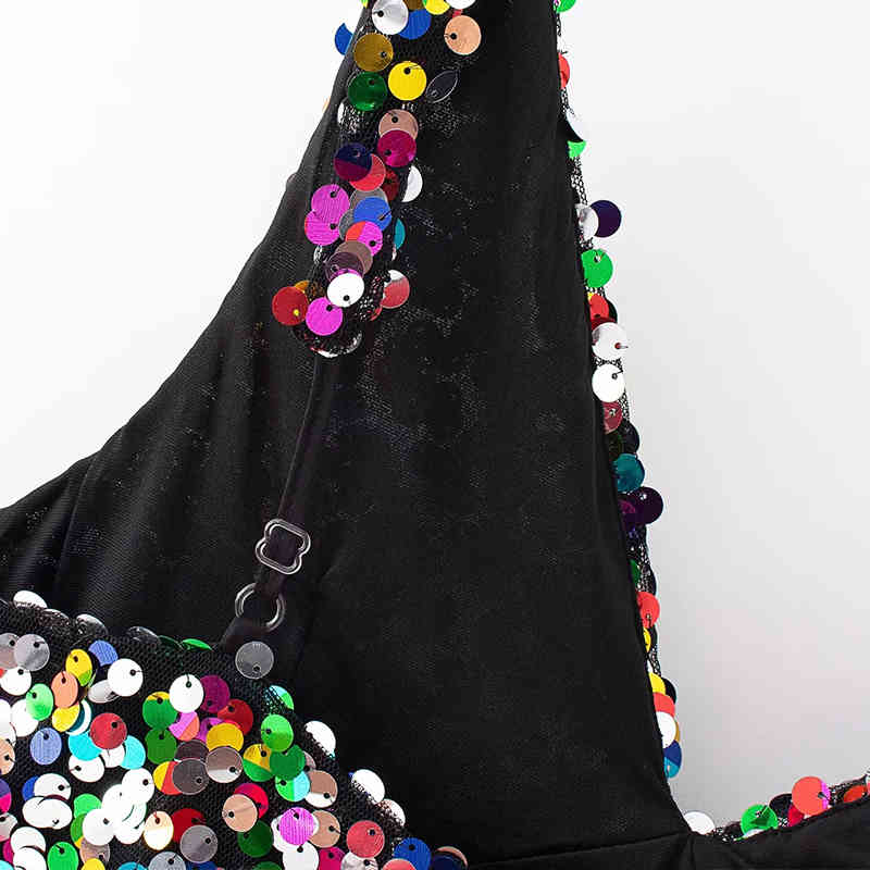 Foridol Colorful Sequin Blouse Shirt Sexy Club Camis Tank V Neck Crop Top Short Tops Blouse Shirts Summer 210415