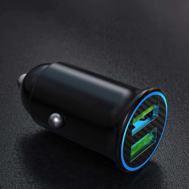 Car Charger With luminous PD3.0 30W Mini Full Metal Dual QC 3.0 QC4.0 USB Type C Quick Charging For mobile phone