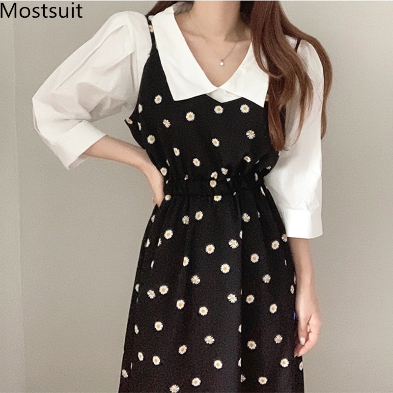 Summer Korean 2 Piece Sets Women White Shirt + Daisy Printed V-neck Dress Outfits Suits Fashion Elegant Ladies 2 Pcs 210518, Green
Summer Korean 2 Piece Sets Women White Shirt + Daisy Printed V-neck Dress Outfits Suits Fashion Elegant Ladies 2 Pcs 210518, Green