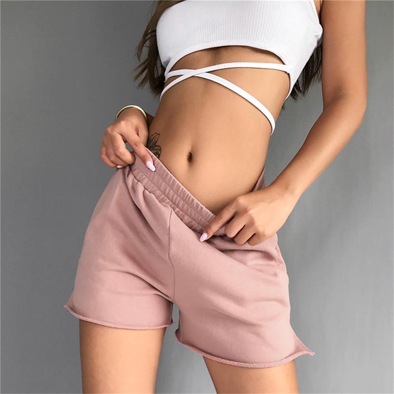 Summer Women Casual Loose Shorts Solid Pants High Waist Elastic Slim Beachwear Workout Fitness Bottoms Femme Women's