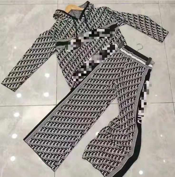 autumn 2021 new loose fashion letter hooded simple two-piece pants women
