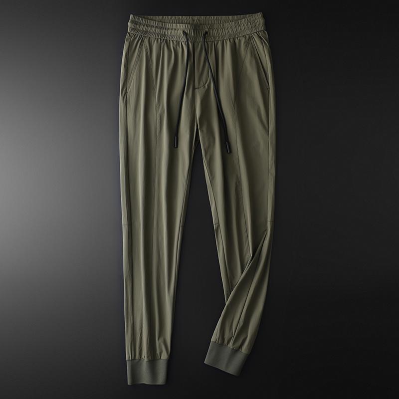 Men Luxury Khaki Elastic Waist Ankle-length Pants Summer Fashion Casual Sport Thin Mens Trousers Plus Size 4XL Men's