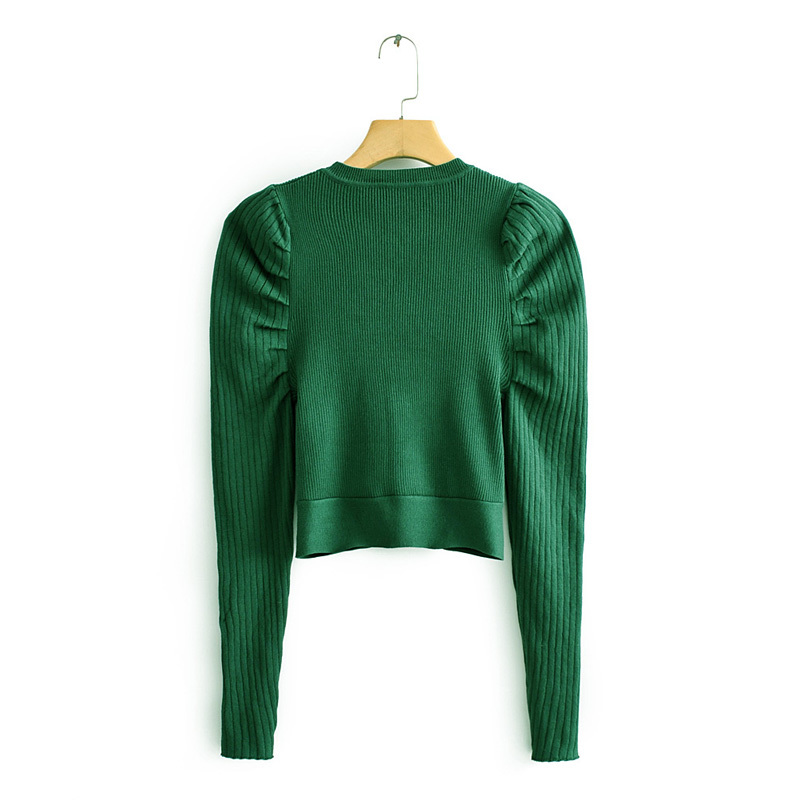 The Latest Fashions In Women's Round-neck Long-sleeved Sweaters Go with Any Temperamentally Puffed Sleeve Top Female 210507