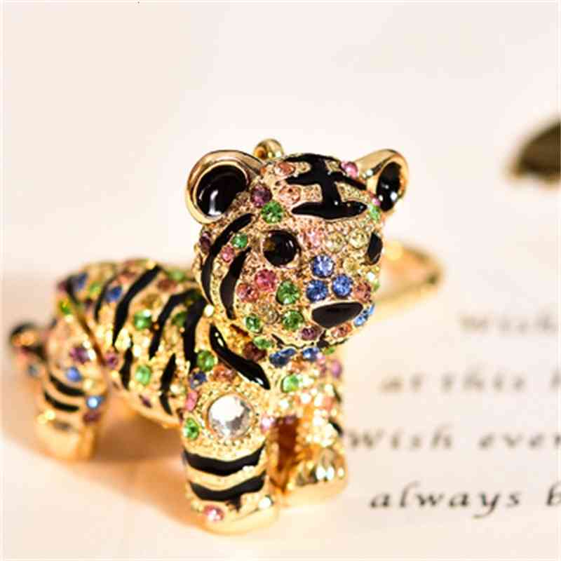 Korean Cute Zodiac Little Tiger Key Chain Car Crystal Bag Pendant Female Exquisite Net Red