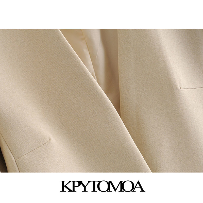 Women Fashion Office Wear Single Button Blazer Coat V Neck Long Sleeve Pockets Female Outerwear Chic Tops 210420