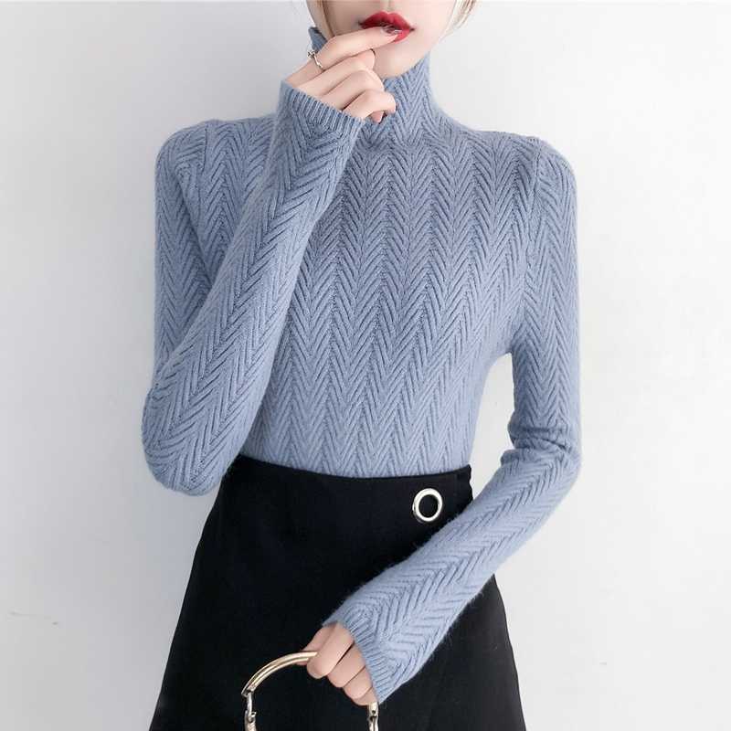 Underwear Woman Autumn and Winter sweater Slim Bottom Shirt Long Sleeve Tight Knitted Shirt Thickening 210918