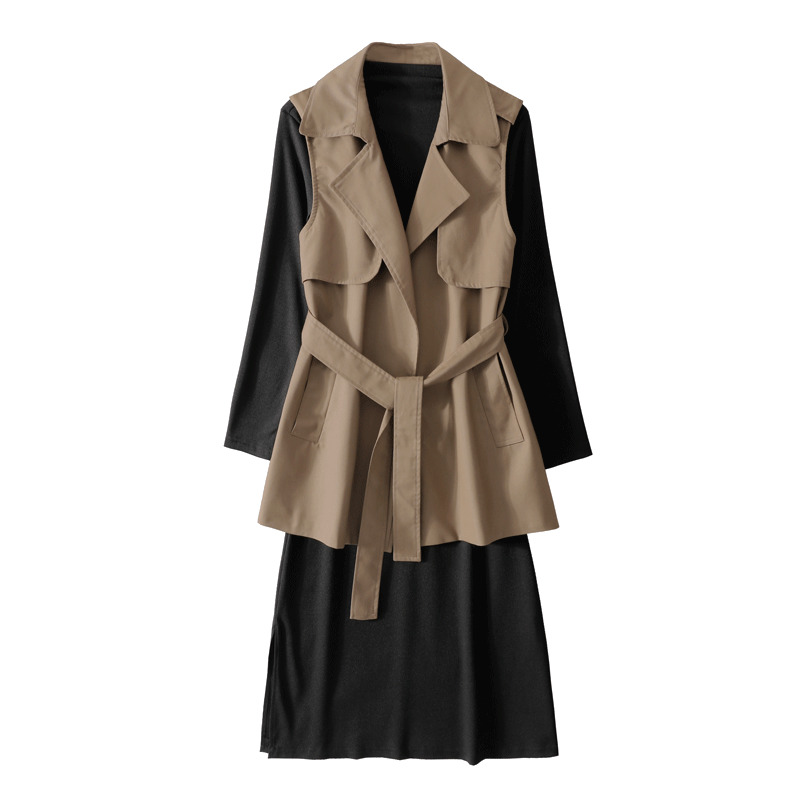 Comelsexy Winter Women Fashion Casual Loose Solid Color Loose Shoulder Sleeveless Belt Vest+Pullover Knitting Sweater 210515