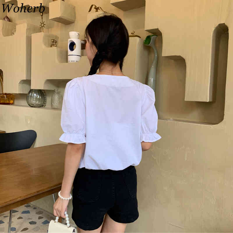 Shirt Women Chic Drawstring Fold Lace-up Sexy Blouses V Neck Short Sleeve Tops Summer Temperament Blusas Mujer 210519