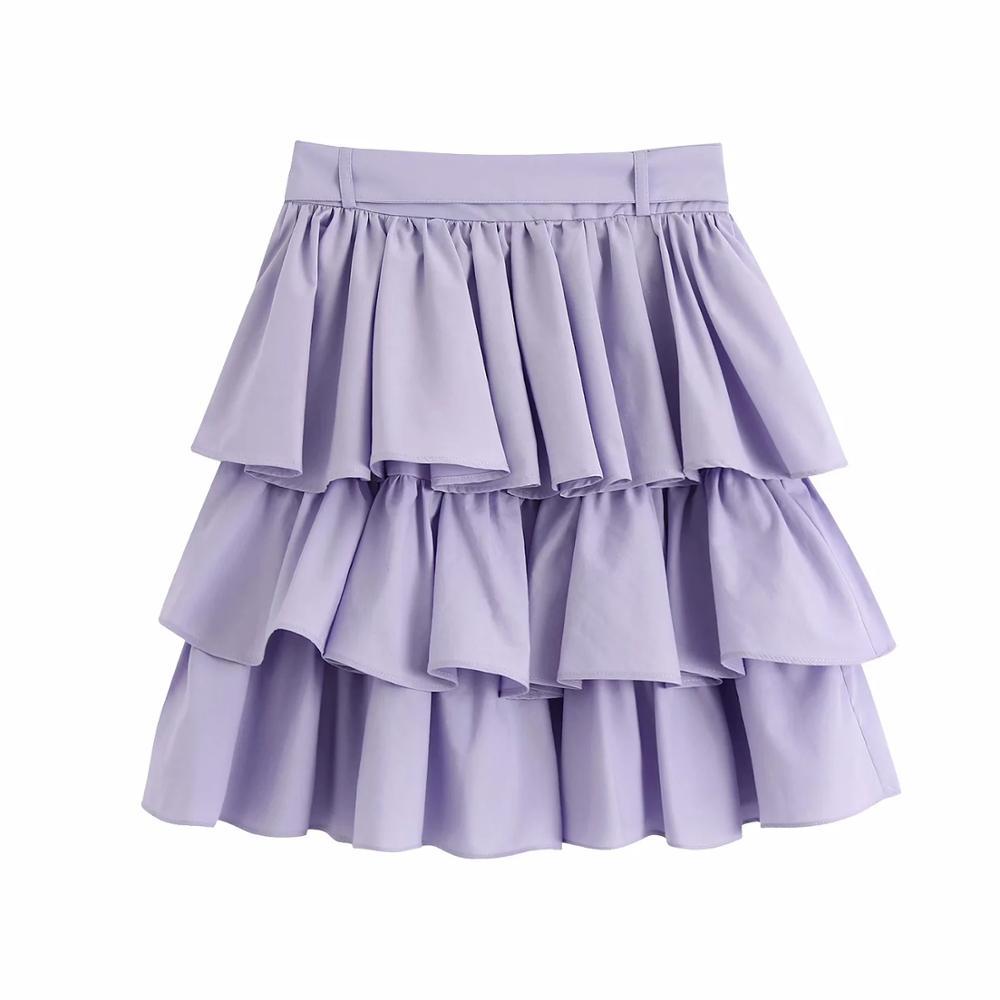 Women Chic Stylish Ruffled Mini Skirt Vintage Vestidos Waist Side Zipper With Belt Slim Female Skirts Casual Mujer 210521