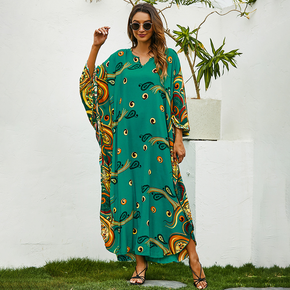 Summer Turkey Women Muslim Dress Print Bat Sleeve Moroccan Kaftan Loose Vestidos Party Beach Holiday Abaya Elegant Eid Caftan
Summer Turkey Women Muslim Dress Print Bat Sleeve Moroccan Kaftan Loose Vestidos Party Beach Holiday Abaya Elegant Eid Caftan