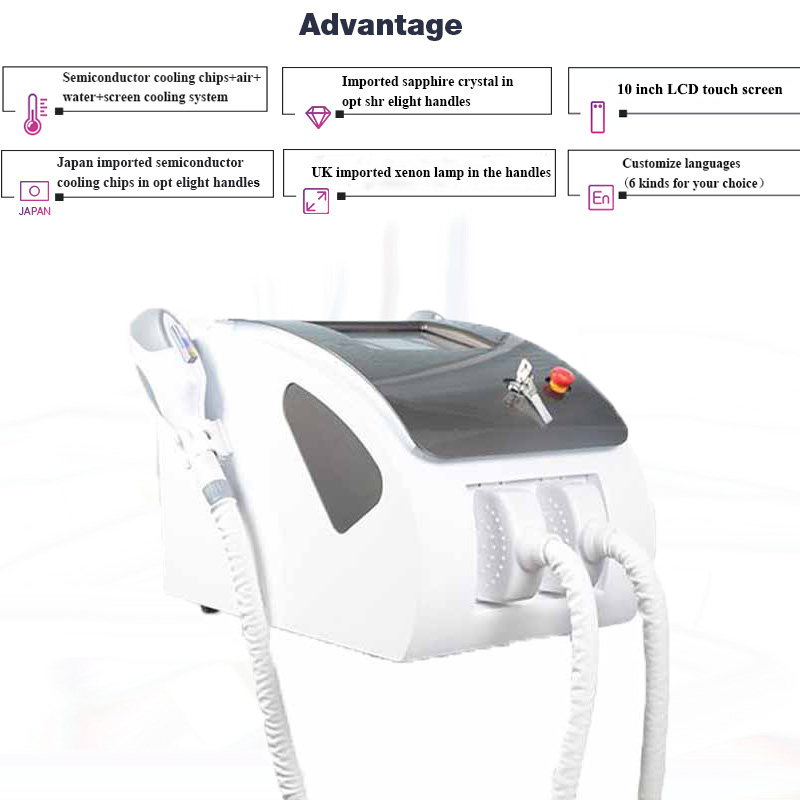 IPL hair removal machine elight skin rejuvenation equipment opt pigmentation treatment epilator rf e light breast lifting device 2 Handles 600000shots