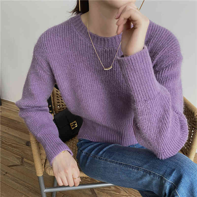 Spring Autumn OL Basic Short Pullover Tops Warm Winter Bottoming Sweater Women Elegant Knitted Sweaters 10 Color 210421