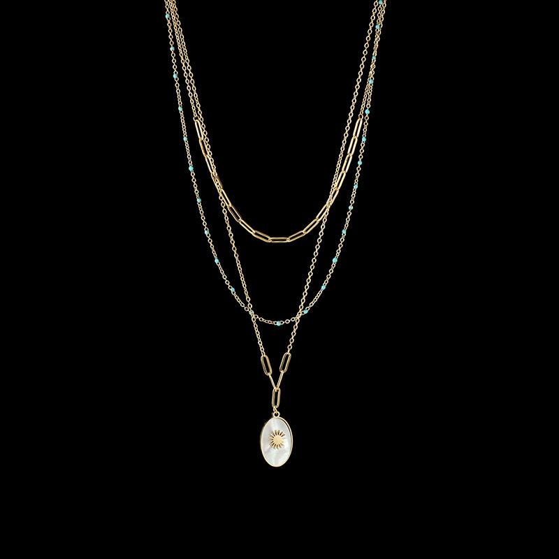 Pendant Necklaces 2021 S Three-layer Chain Necklace Women's Shell Sunflower Oval Choker Stainless Steel Golden Trendy Lady's Jewelry
Pendant Necklaces 2021 S Three-layer Chain Necklace Women's Shell Sunflower Oval Choker Stainless Steel Golden Trendy Lady's Jewelry