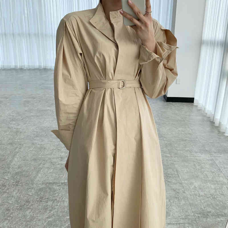 Nomikuma Elegant Single Breasted Women Dress Korea Chic Belt Slim Waist Dresses New Puff Sleeve Causal Vestidos Mujer 6F844 210427