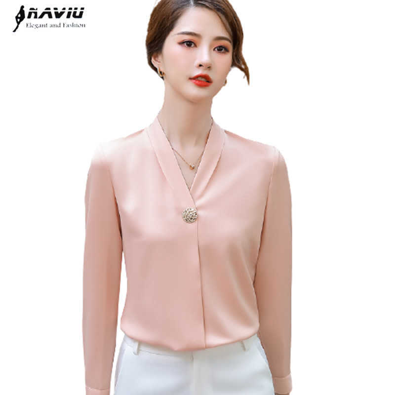 Pink Bottoming Shirt Women Spring Fashion Temperament Satin Chiffon Blouses Office Ladies V Neck Work Tops White 210604
Pink Bottoming Shirt Women Spring Fashion Temperament Satin Chiffon Blouses Office Ladies V Neck Work Tops White 210604