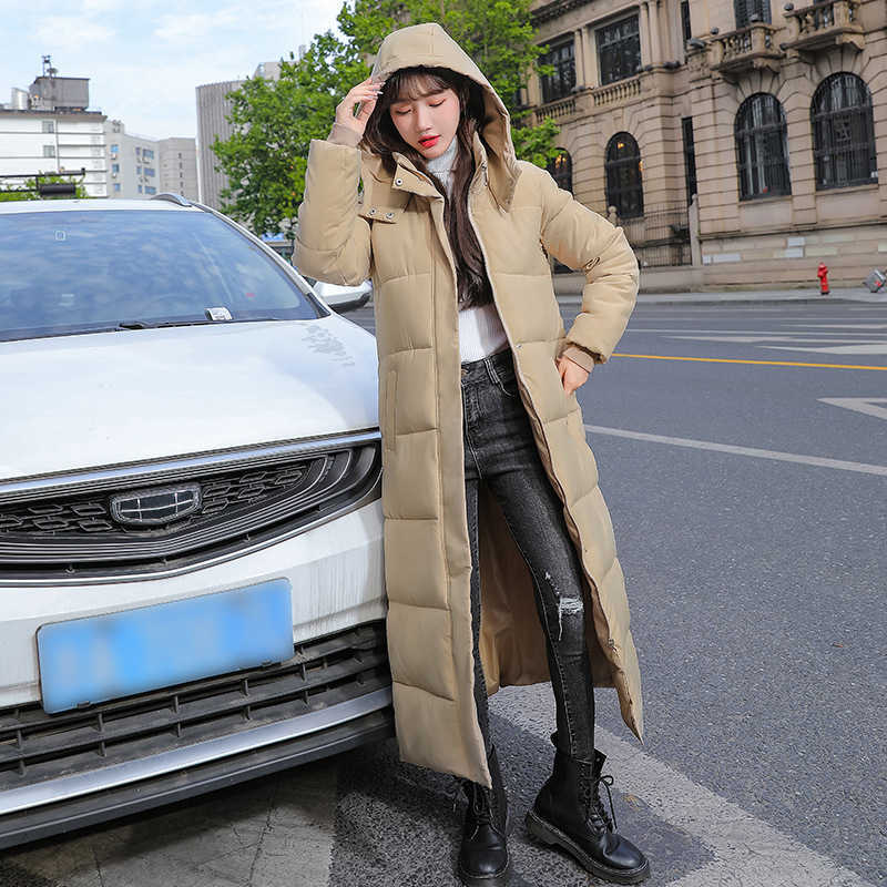 Down Cotton Clothing Women Winter Korean X-Long To Ankle Bf Loose Outwear Parkas Coat 210923