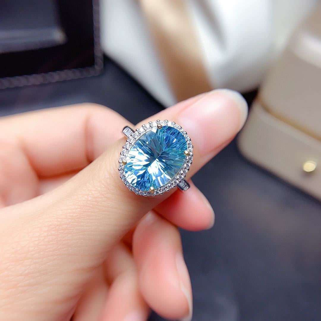 Handmade Oval 3ct Lab Aquamarine Promise ring 925 Sterling silver Engagement Wedding Band Rings for women Bridal Finger Jewelry