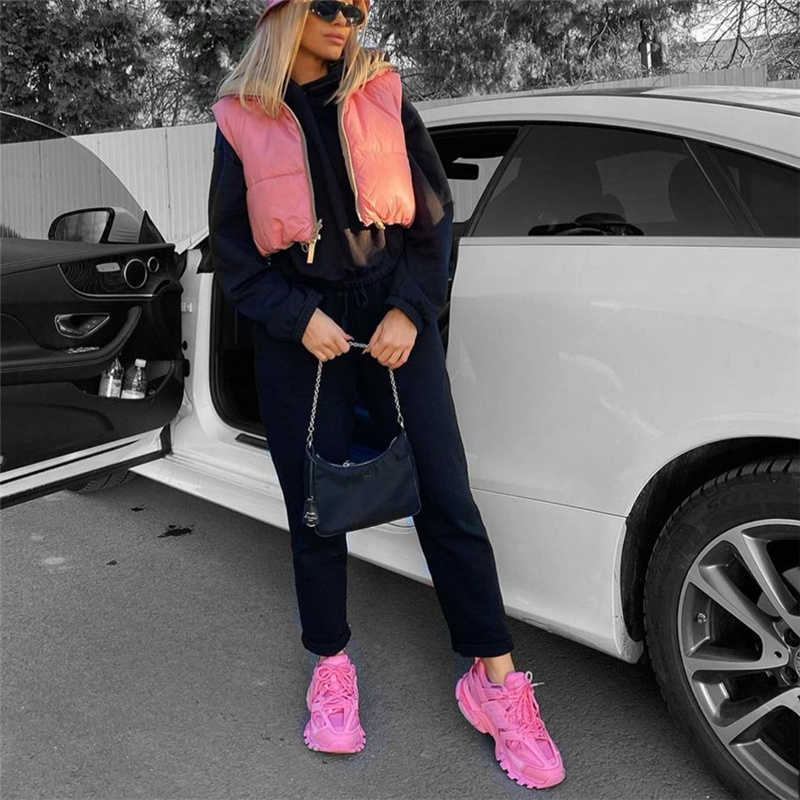 PUWD Casual Woman Pink Light Short Puffer Vest Spring Fashion Ladies Warm Double-Side Outwear Female Streetwear Down Tank 210910