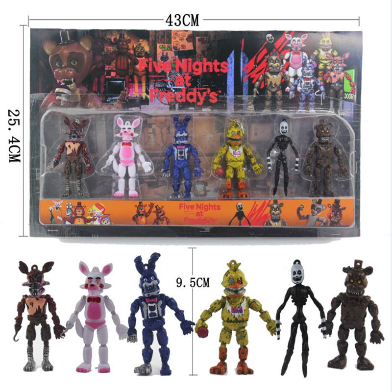 yutong 6 pcs/set Five Nights At Freddy's Action Figure Toy FNAF Bonnie Foxy Fazbear Bear Freddy Toys For Children Gift, No box
yutong 6 pcs/set Five Nights At Freddy's Action Figure Toy FNAF Bonnie Foxy Fazbear Bear Freddy Toys For Children Gift, No box