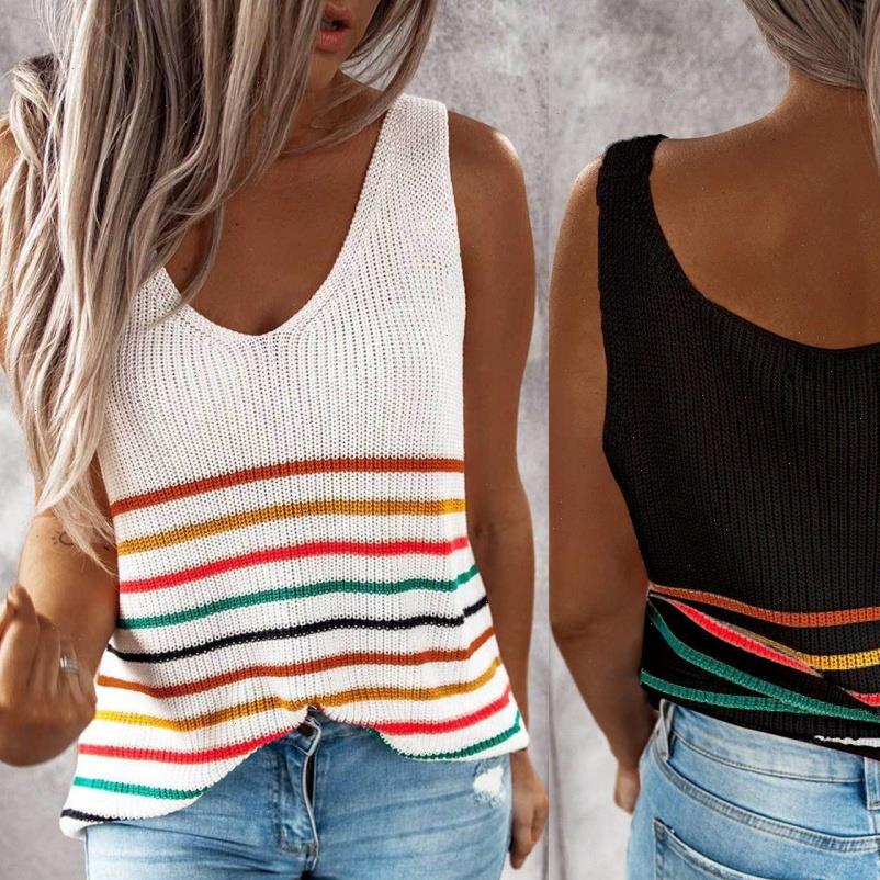 casual summer women cami v neck knitted tees striped pullover streetwear clothes tank, White
casual summer women cami v neck knitted tees striped pullover streetwear clothes tank, White
