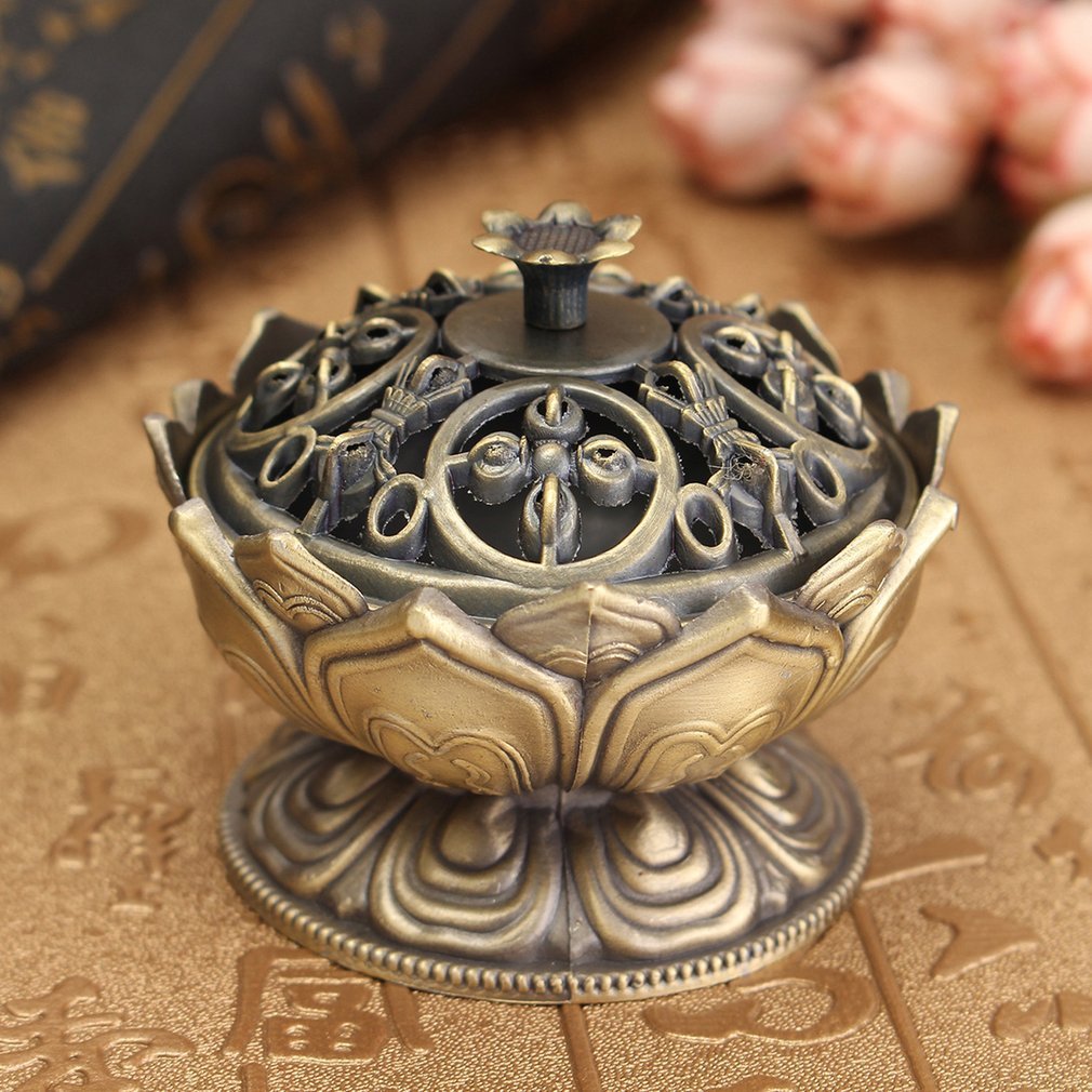Chinese Buddha Light Metals Wiesmoke burner Lotus flower Wiesmoke Houder Handmade Wiesmoke barrel For Buddhist Home Office Decoration