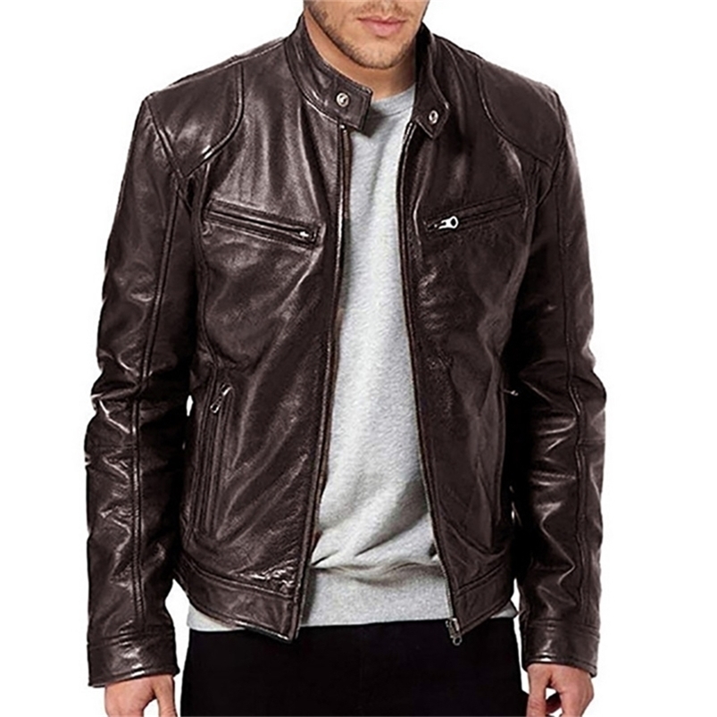 Vintage Men's Leather Jacket Zipper Stand-up Collar Long Sleeve Loose Locomotive Fashion Jackets Casual Leathers Jackets 211110, Khaki
Vintage Men's Leather Jacket Zipper Stand-up Collar Long Sleeve Loose Locomotive Fashion Jackets Casual Leathers Jackets 211110, Khaki