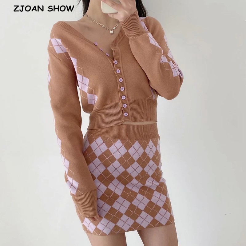 Two Piece Dress 90s Vintage Argyle Plaid Knitted Cropped Cardigan 2 pcs 1 Set 2021 Crop Women Sweater Package Hips Mini Skirt Y2K, Coffee skirt only
Two Piece Dress 90s Vintage Argyle Plaid Knitted Cropped Cardigan 2 pcs 1 Set 2021 Crop Women Sweater Package Hips Mini Skirt Y2K, Coffee skirt only