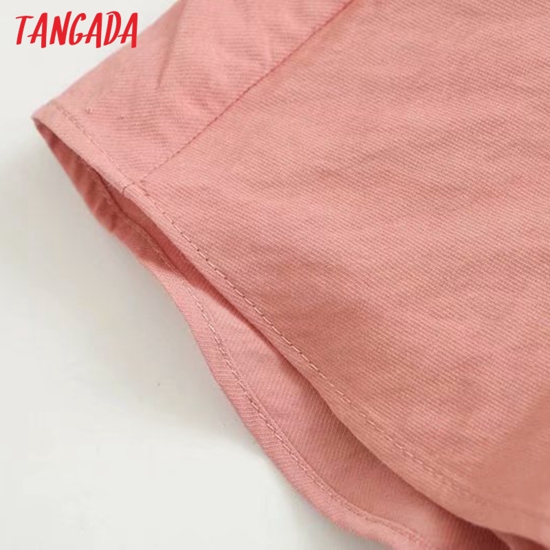 Women Pink Solid Skirt Summer Buttons Ruffles Casual Shorts Pantalones 4N24 210416
