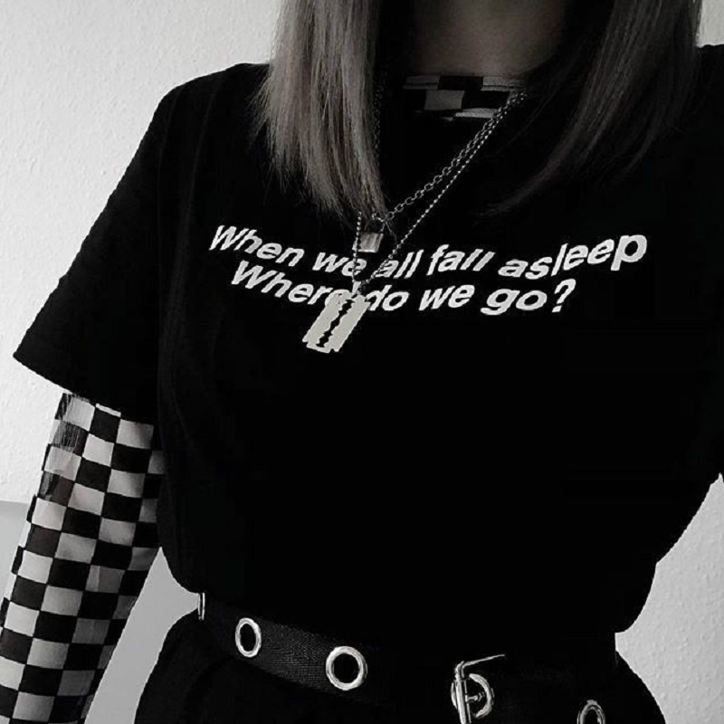 When We All Fall Asleep Where Do We Go Letter Print Top Summer Fashion Unisex Tshirt Short Sleeve Black Tshirt 210518, White
When We All Fall Asleep Where Do We Go Letter Print Top Summer Fashion Unisex Tshirt Short Sleeve Black Tshirt 210518, White