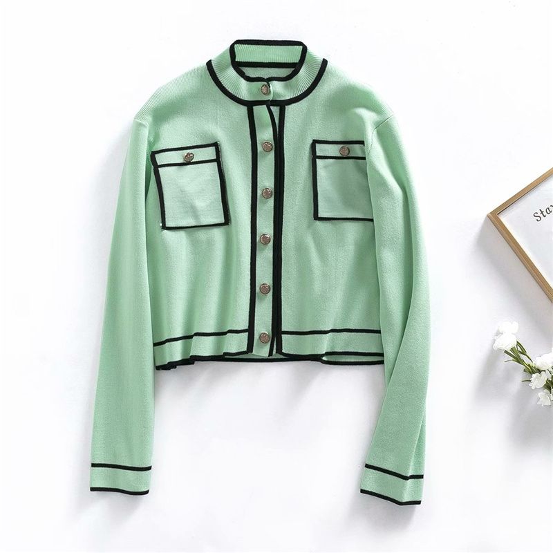 Sweety Woman Patchwork Knitted Cardigan Spring Casual Button Outwear Female Soft Candy Knitwear 210515