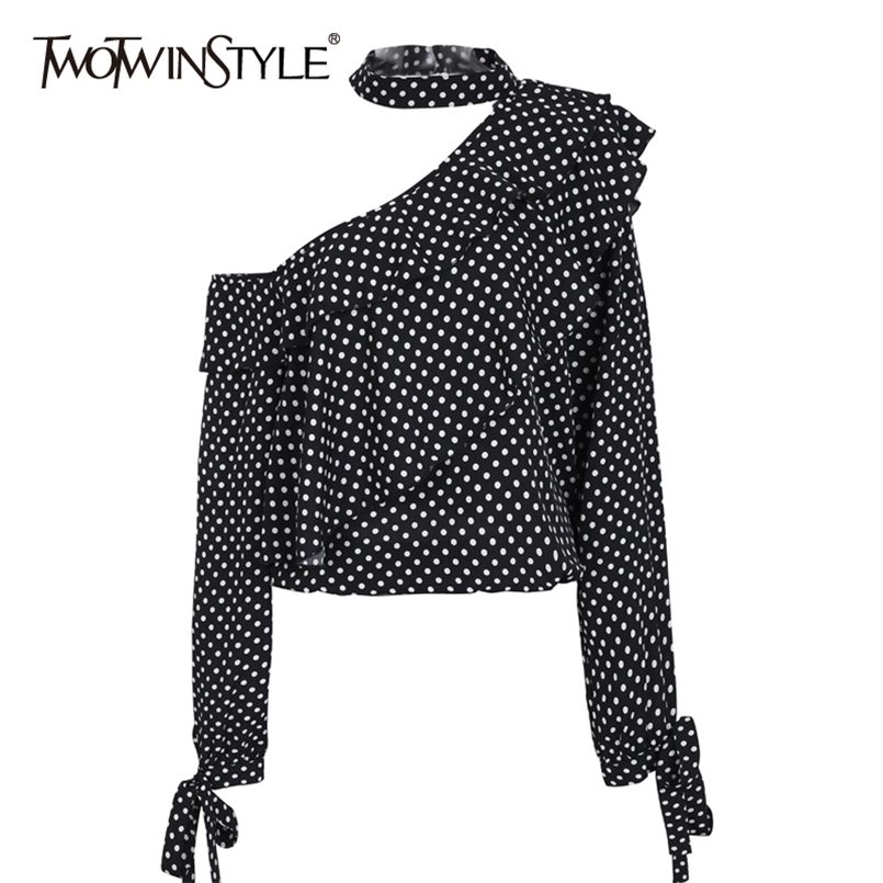 Asymmetrical Print Dot Shirt For Women Skew Collar Long Sleeve Patchwork Ruffle Casual Blouse Female Fashion 210524, Red
Asymmetrical Print Dot Shirt For Women Skew Collar Long Sleeve Patchwork Ruffle Casual Blouse Female Fashion 210524, Red