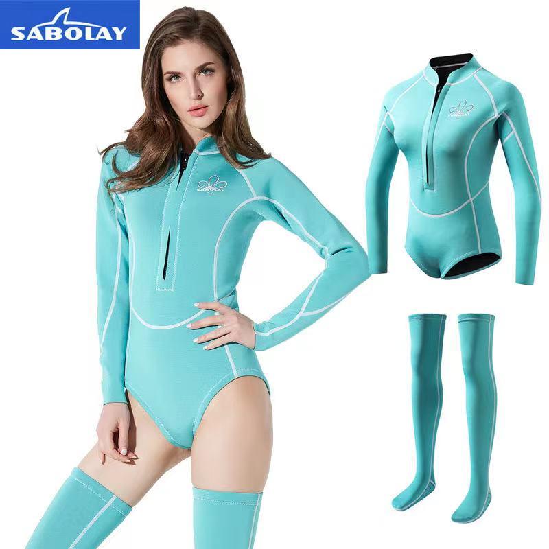Swim Wear 2MM Neoprene Diving Suit Women Profession Long Rash Guard With Socks Snorkel Rashguard Female Swimming Surfing Wetsuit