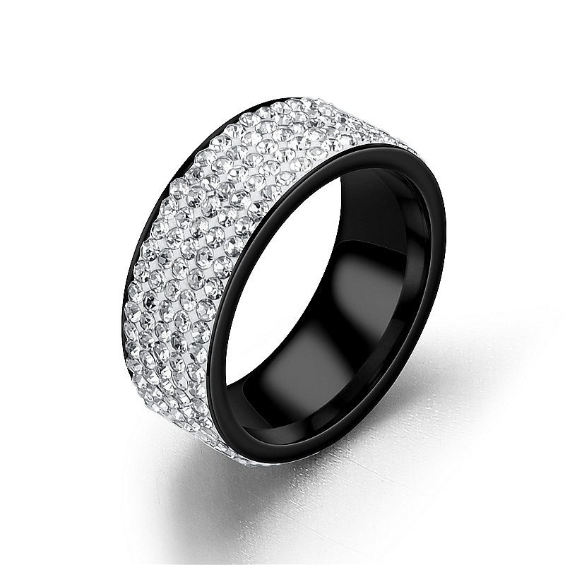 Five Rows Diamond Stainless Steel Ring Handamde Men Women Lovers Gift Rings Jewelry