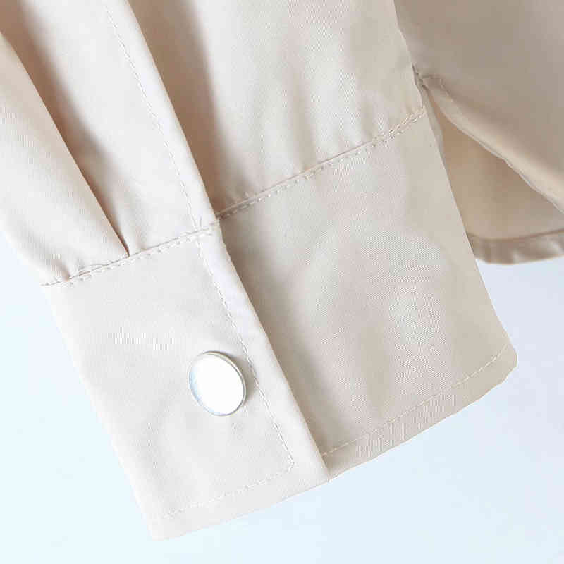 Spring And Autumn Women's Clothing Fashion Zipper Shirt Jacket Big Pockets Lapel Long Sleeves Back Elastic Waist 210521