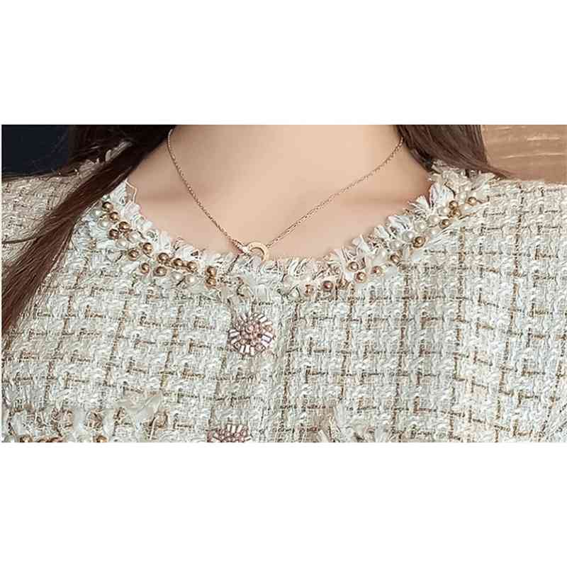 Runway Dress Women Winter Long Sleeve Beading Plaid Straight Tweed Woolen Vestidos 210520