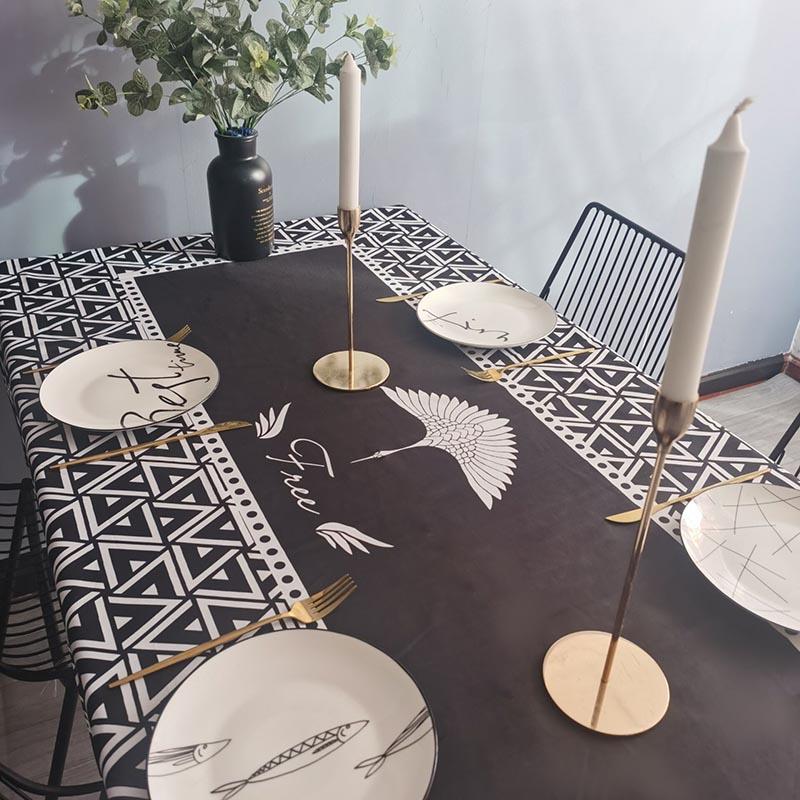 Geometric Black Tablecloth Cotton El Picnic Table Rectangular Covers Home Dining Tea Decoration Lace Tassel Cloth