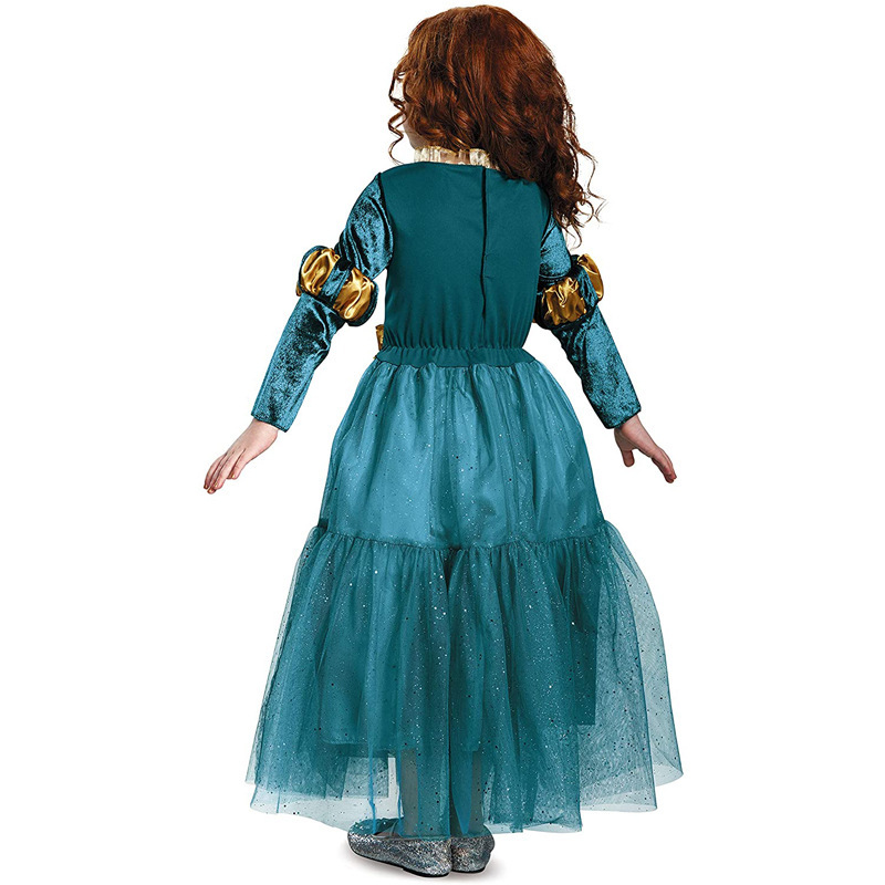New Fancy Brave Princess Cosplay Warm for Kids Girls Halloween Dress up Costume Merida Wig Party Supplies 210317