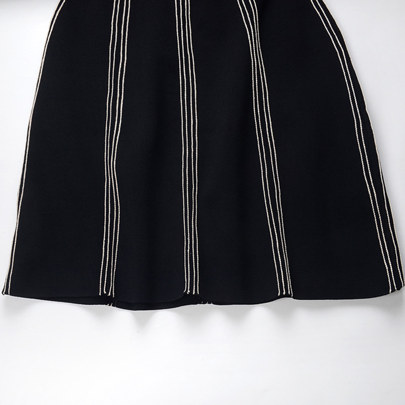 VGH Black Elegant Bright Line Decoration Skirt For Women High Waist Vintage Mini Skirts Female Summer Fashion Clothing Tide 210421