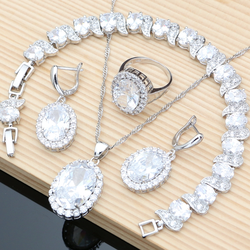 Rainbow Fire Cubic Zirconia Jewelry Sets Women 925 Silver Jewelry