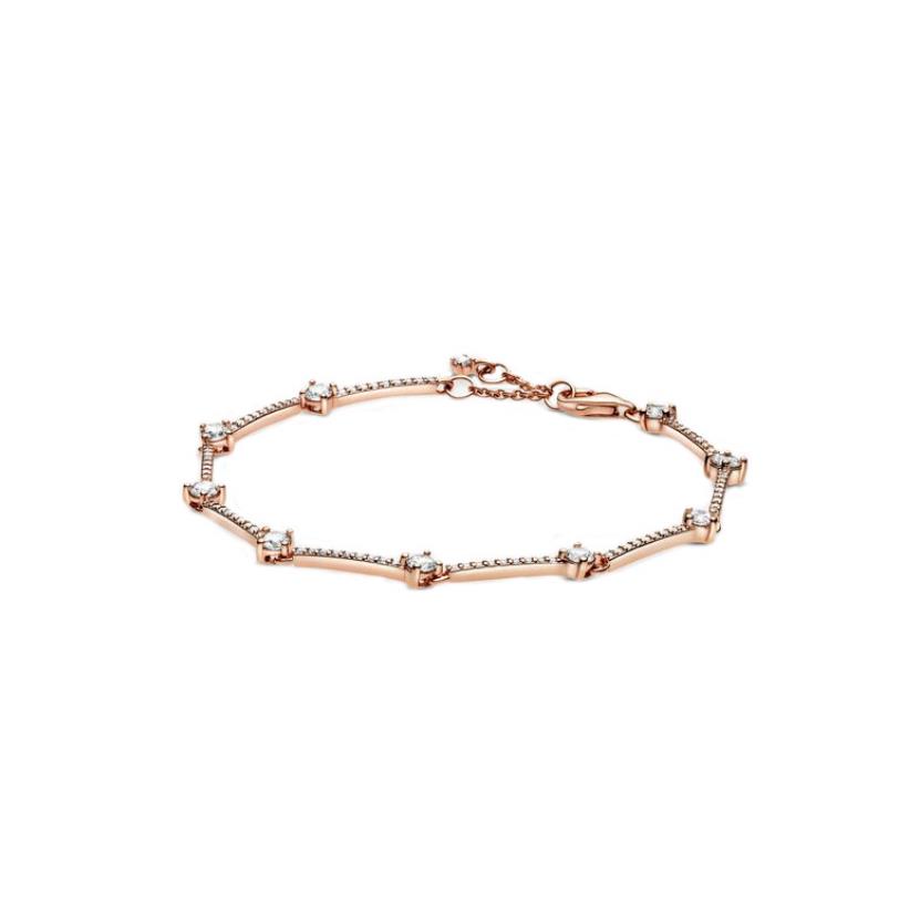 925 Sterling Silver sparkling star Charms diamond Bracelets with box Fit European girl lady Beads Jewelry Bangle Real Bracelet for Women