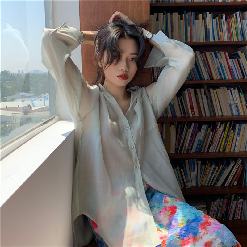 Korean Chic Solid Brief Fresh Loose Stylish Casual Streetwear Elegance Gentle Thin Tops Basic All Match Shirts 210421