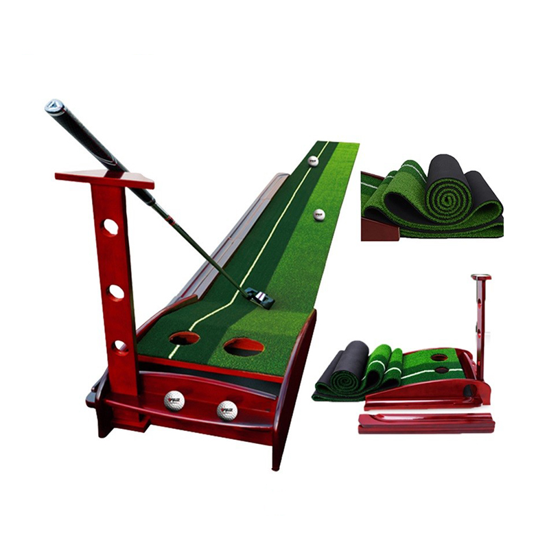 

Wooden Golf Putting Green with Automatic Ball Return System Mini Practice Training Tool Home Office Mens Gift Indoor and Outdoor Use