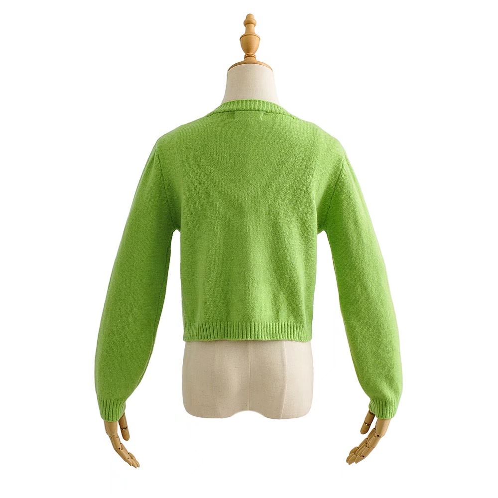 1 set Autumn Korea Style Vintage Embroidery Flower Cardigan Tank Top V neck Single-breasted Button Knitted Crop Sweater Jumper 210429