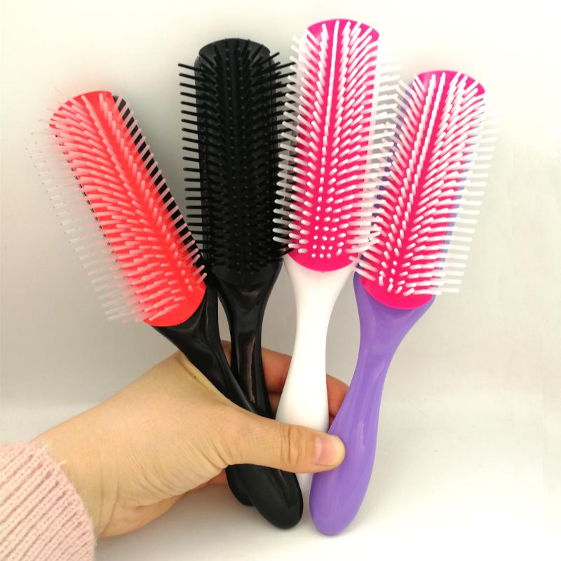 Handcraft 9-Row Detangling HairBrush Double Side Control Edge Comb Straight Curly Wet Hair Scalp Massage Brush Brushes1