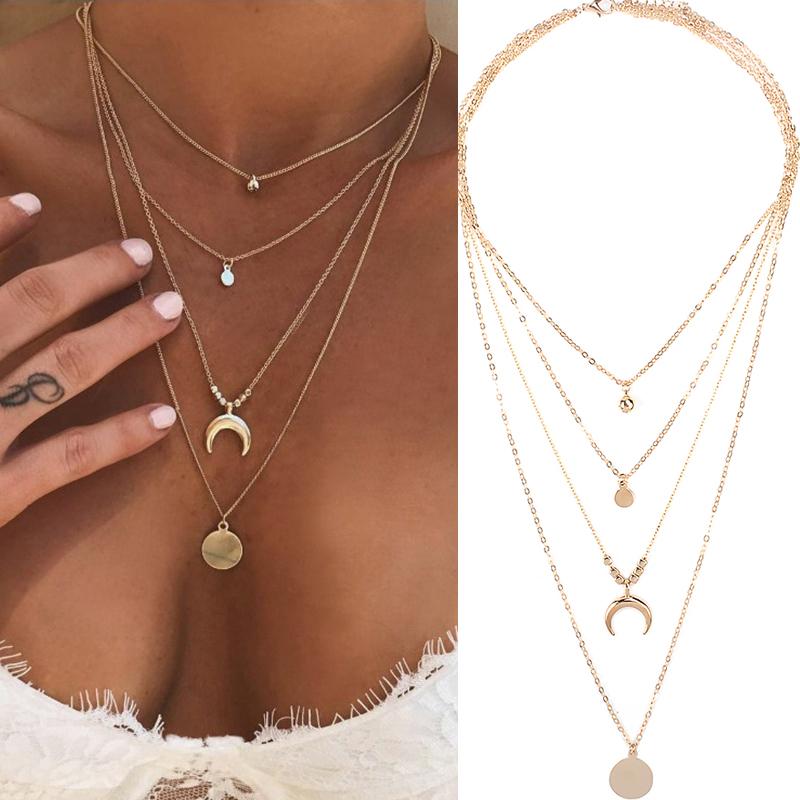 Pendant Necklaces Fashion Personality Women Multilayer Choker Horn Long Crescent Moon Necklace Chain Bohemia Jewelry Vacation Accessories, Silver
Pendant Necklaces Fashion Personality Women Multilayer Choker Horn Long Crescent Moon Necklace Chain Bohemia Jewelry Vacation Accessories, Silver