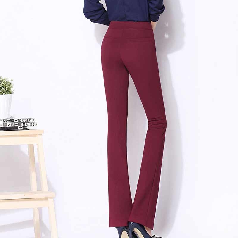 Autumn Female Leisure Trousers Bell Bottom Women Pant Plus Size Solid Full Length Suit Pants High Waist 6522 210518
