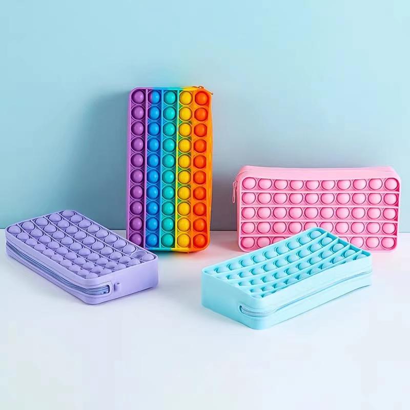 Student Stationery Rodent Control Pioneer Silicone Bag Children Kid Stationery Bag Puzzle Decompression Pop Bubble Music Pencil Case