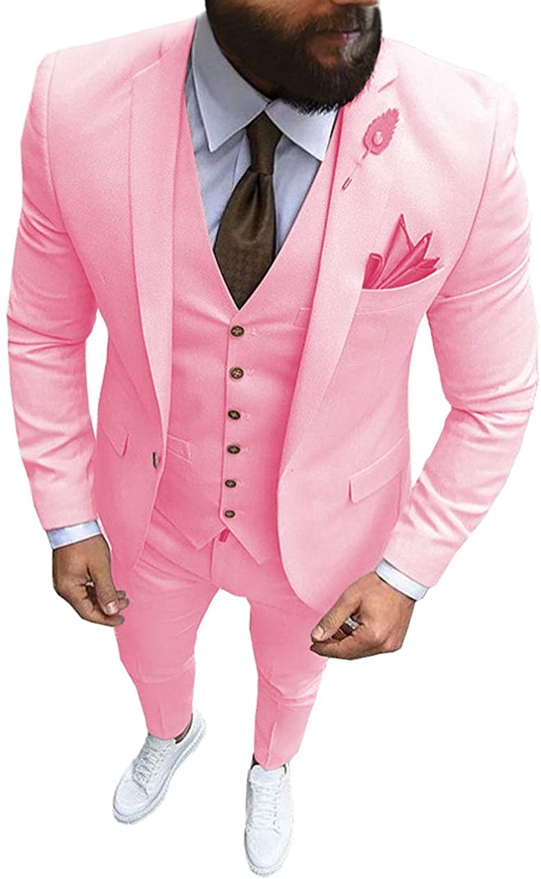 Wedding Tuxedos Men's 3 Piece Slim Fit One Button Peaked Laple Formal Business Men Suit Groomsman (Blazer+Vest+Pant) Dinner Party Date Green Tail