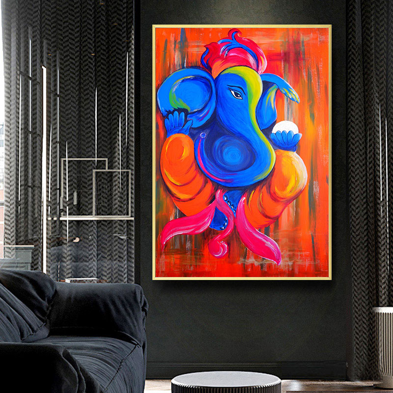 Abstract Elephants Canvas Painting Elephant God Paintings Hindu God Posters Ganesha Poster for Living Room Decor Wall Art Quadro
